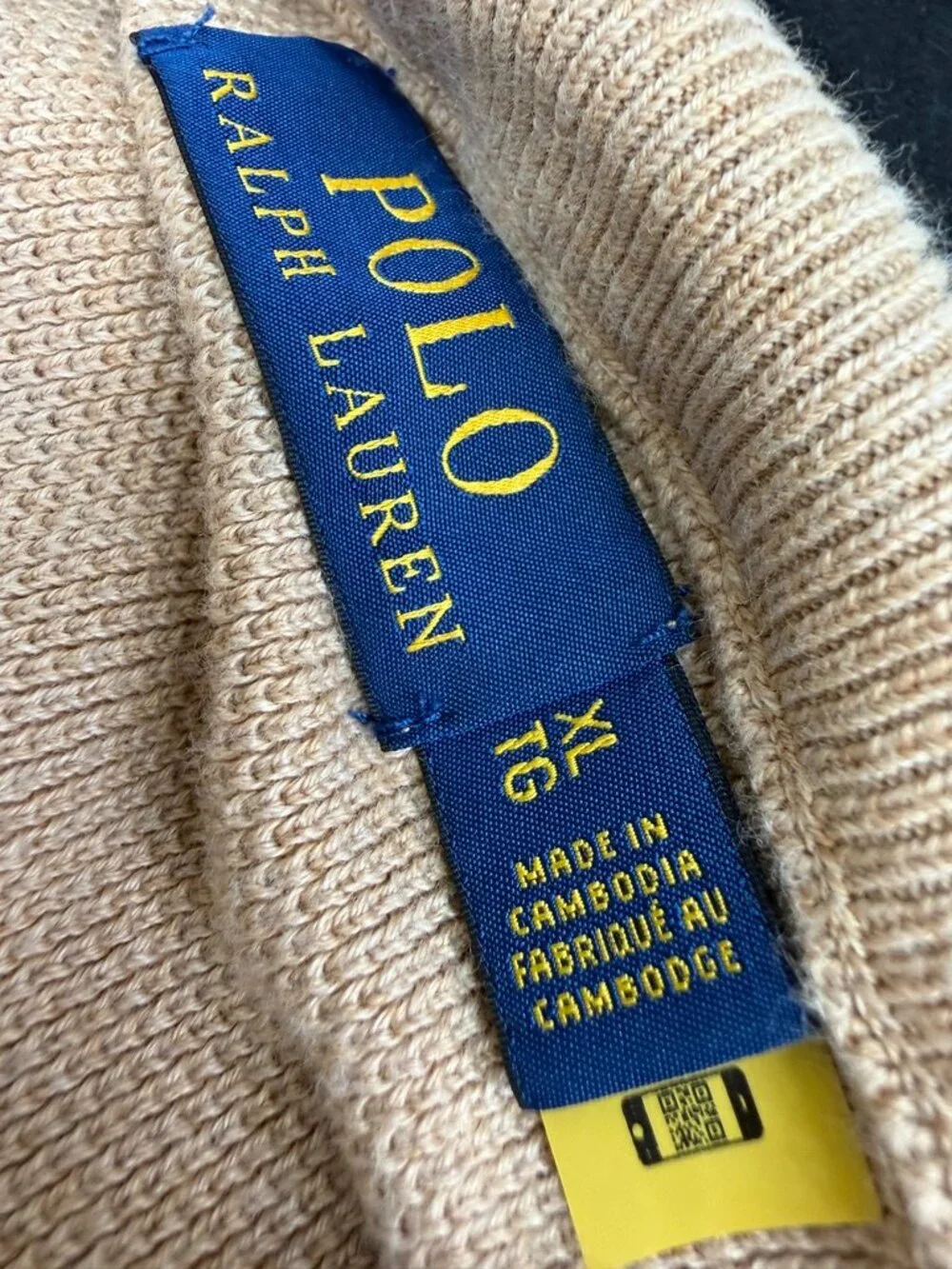 Polo Ralph Lauren Tan Estate Rib Quarter Zip Pullover Sweater - Mens XL
